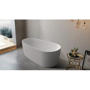 Vista Super Slim Edge Egg Shape Matt White Freestanding Bathtub 1500